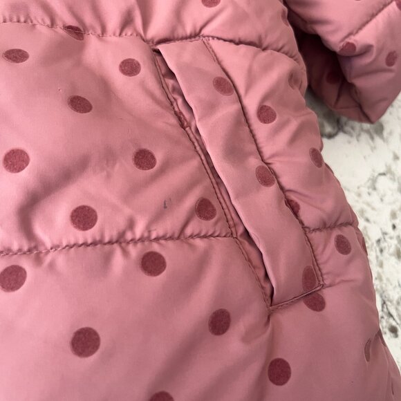 Boden convertible pink polka dot sherpa coat & vest sz 5-6 - Picture 7 of 11